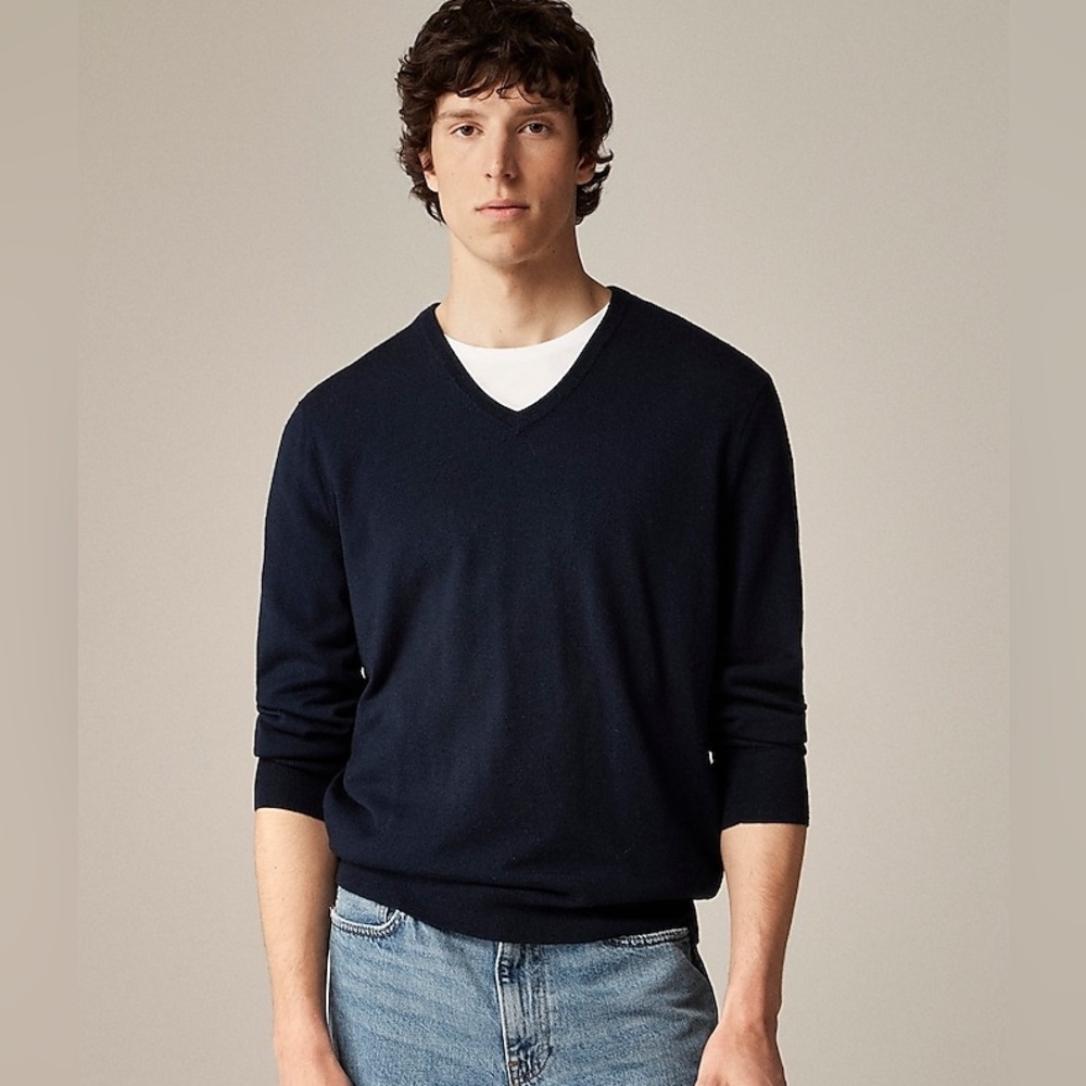 J Crew Men's Navy V-Neck Sweater